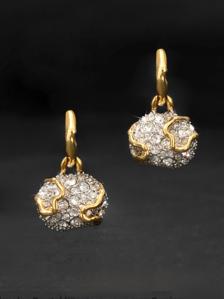 New Alexis Bittar Solanales Crystal Petite Pebble Earrings Geode Gold Clear Jn21